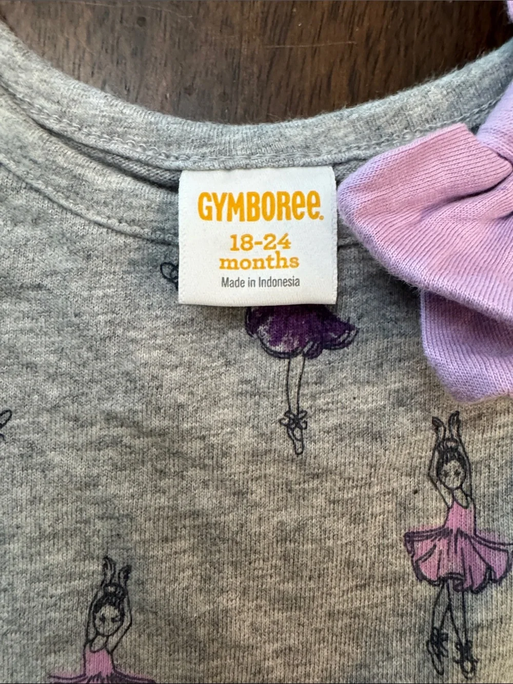 Gymboree Gray with Purple and Pink Ballerina Tulle Dress